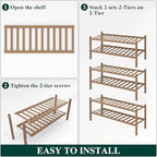 Smiry Bamboo Shoe Rack, 14 Vertical Slats, 6 Tier - 26.8" Wide, Walnut - Image 5