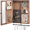 Keebofly Wall Mounted Jewelry Organizer Box Rustic Wood Large Space Jewelry Cabinet Holder Jewelry Storage Box for Necklaces, Earrings, Bracelets, Ring Holder, and Accessories (Carbonized Black) by Keebofly
