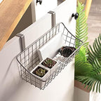 LeleCAT Basket with hook Grid Storage Basket,Hang it behind a door or on a railing,Over the Cabinet Door,Champagne Gray,2 Pack - Image 4