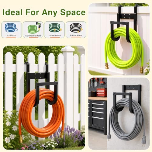 Fence Hose Hanger Wall Mount No Drill Garden Hose Holder for Deck - Image 6