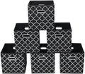 Fabric storage bins Cubes, Fabric Cube Organizer with Handle, Foldable Cube Bins for Cloth or Accessary Storage, 11x11x11 set of 6,Black Light by Yunkeeper