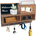 comfoyar Key Holder for Wall, Mail Organizer Wall Mount with Cork Board Bulletin Board, Key Rack with 4 Double Key Hooks and Shelf Storage, Dog Leash Holder for Entryway Rustic Home Decor, Brown by comfoyar