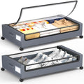 Under Bed Storage With Wheels, 2 Pack Square Containers, 60L Bins, Rolling Metal Drawer for Clothes, Blankets, Shoes by YEEBONIX-UnderBedStorage