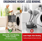 Laundry Basket with Wheels, 35.9" No-Bend Rolling Hamper, Grey - Image 2