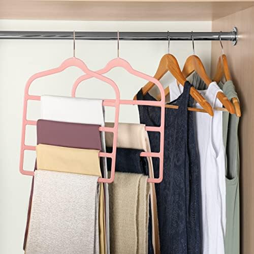 Velvet Pant Clothes Hanger Space Saving Non Slip Hanger Jean Slack Hangers | Multiple Velvet Hanger Closet Organizer Storage and Organization for Jeans,Scarf,Tie((Pink, 5) - Image 6