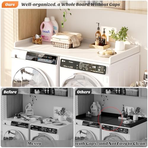 Aheaplus Washer and Dryer Countertop, Laundry Room Organization, White - Image 2