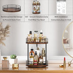 2-Tier Rotating Bathroom Countertop Organizer, Wooden Makeup Vanity Storage, Multifunctional Lazy Susan Turntable for Skincare, Perfume and Cosmetics (Brown) - Image 5