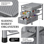 Simple Houseware Stackable 3 Tier Sliding Basket Organizer Drawer, Silver - Image 4
