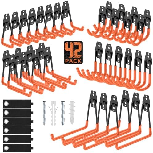 Garage Hooks, Anti-Slip Heavy Duty Wall Mount Hooks, 42-Pack by Cpais