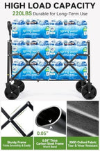 Hikenture Collapsible Wagon Cart with Wheels, 220 lbs Foldable Wagon - Image 3