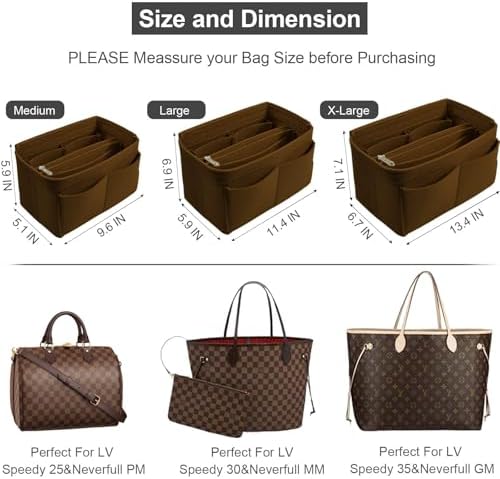 OMYSTYLE Purse Organizer Insert, Felt Tote Bag Organizer Insert with 5 Sizes, Handbag Dividers for Inside Purse, Compatible with Longchamp, Neverful, Speedy and More - Image 2