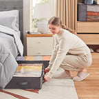Lifewit 4 Pack UnderBed Storage Bags with Lid, Clothes Storage Boxes Foldable Under bed Storage Organizer with Reinforced Handle Thick Fabric Clear Window for Clothes Blankets Shoes, 65L, Grey - Image 6