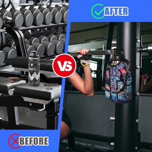 icolor Magnetic Gym Bag Water Bottle Carrier Holder with Phone Pockets & Shoulder Strap,Gym Magnetic Bag 5 Built-in Magnets Gym Accessories Organizer Sling Bottle Bag Pouch Sleeve - Image 6