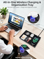 Valet Tray, Built-in Wireless Chargers, PU Leather Nightstand Organizer - Image 2