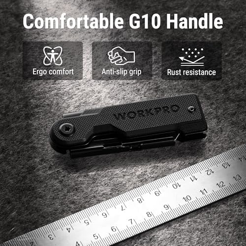 WORKPRO Folding Utility Knife, G10 Handle, Black - Image 2