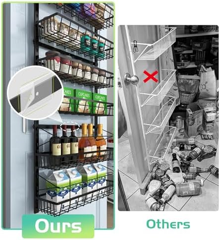 Mefirt Over The Door Pantry Organizer, Wall Mount Spice Rack 8-Tier Black - Image 5