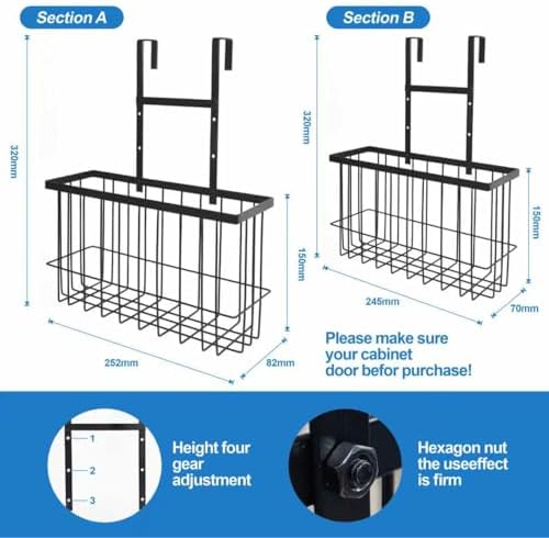 2 Pack Cabinet Door Organizer, Houseware Over the Cabinet Door Organizer, Kitchen Aluminum Foil Organizers for Cutting Board, Baking Sheet, Foil, Plastic Wrap, Kitchen Organizers and Storage, Black - Image 4
