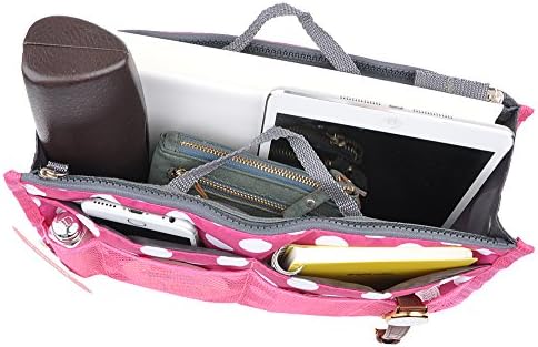 Vercord Purse Organizer Insert for Handbags Bag Organizers Inside Tote Pocketbook Women Nurse Nylon 13 Pockets Rose Dot Small - Image 5
