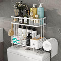 Godboat 2-Tier Over Toilet Storage Shelf, Wall-Mount with 2 Hook/Paper Rack by Godboat