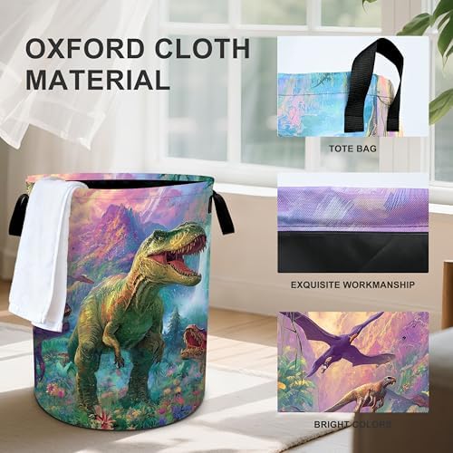 Dinosaurs Animal Laundry Basket Storage Bin Foldable Laundry Hamper Clothes Storage Bucket Organizer 19.6x15.7 Inch For Laundry Room/Bedroom/Bathroom - Image 4