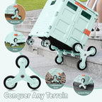 Foldable Utility Cart with Stair Climbing Wheels,Collapsible Rolling Crate with Magnetic Lid Telescopic Cover,Adjustable Telescoping Handle,360° Rotate Wheel Hand Cart for Teacher Shopping Moving - Image 5