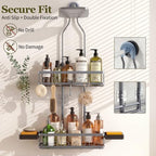 Skyapex Shower Caddy Hanging: Adjustable Height Organizer for Over Showerhead - Rustproof Shower Shelves with Hooks & 2 Soap Holders - Image 7