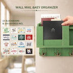 Key Holder Wall Mount with Chalkboard & 4 Key Hooks for Home Decor, Green - Image 7