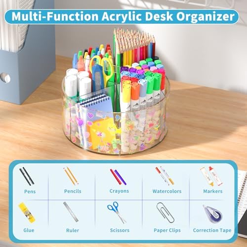 Acrylic Pen Holder for Desk Organizer Holder with 2 Adhesive DIY Stickers - Image 5