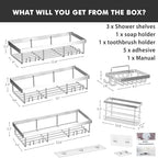 Moforoco Adhesive Shower Caddy Organizer Shelves Rack - 5 Pack Corner Bathroom Storage Organization, Home & Kitchen Decor Inside RV Accessories, Hanging First Apartment Household Camper Essentials - Image 6