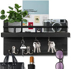 OurWarm Key Holder for Wall Decorative with 5 Key Hooks, Wall Mounted Key Hangers for Wall with Mail Key Rack, Wooden Mail Organizer with Shelf - Image 2