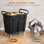 Gewudraw 2 Bag Laundry Hamper with Wheels Medium Size, 250L, Black - Image 3