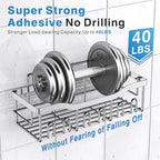 EUDELE 5-Pack Adhesive Shower Caddy Organizer, Large Capacity Rustproof Stainless Steel Shower Shelves, No Drill Bathroom Storage for Shower, Kitchen & Home Decor - Image 4