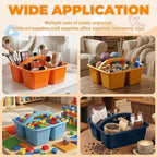Kathfly 12 Pack Classroom Caddy Organizer with Handle, Plastic Art Craft Cleaning Caddy Bulk, Small Multipurpose Supply Organization Storage Basket for Table Desk Office Pencil Teacher (Blue Orange) - Image 3