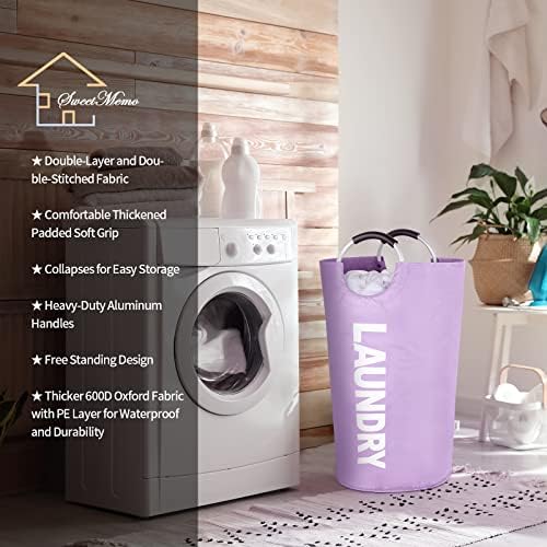 Extra Large Laundry Basket, Big Laundry Hamper Bag Handles, 130L Purple - Image 3