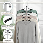 Space Saving Shirt Hanger 5 in 1 Non Slip Coat Hanger Black 2 Pack | Multi Shirt Hanger, Stainless Steel, Eva Foam Padded, 2 Ways to Hang, Easy Access, Wrinkle Free, Closet Space Saver - Image 6