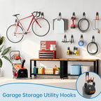 GeeWatom Garage Storage Utility Hooks，Garage Garden Tool Organizer，Steel Wall Mount Hooks, Large Garden U Hooks （2 Pack） (Type-2-Black) - Image 5