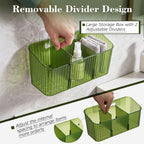 14 Pack Cabinet Door Organizer Adhesive Wall Mount Storage Bins Makeup Containers Stackable Organizer Basket for Kitchen Cabinets, Bathroom, Pantry, Office, Refrigerator (Frosted Green) - Image 3