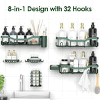 NESOMI Shower Caddy Adhesive Shower Organizer 8-Pack, Rustproof Stainless Steel Bathroom Shelves, Large Capacity No-Drill Rack Storage Accessories with Soap Dish Toothbrush Holder Hooks - Image 4