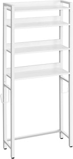 MAHANCRIS Over The Toilet Storage Rack, 4 Tier Bathroom Organizer Over Toilet, Freestanding Space Saver Toilet Stand with 2 Hooks, Bathroom Storage Shelf, Easy to Assemble, White TSBW0401 - Image 9