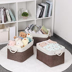 Bidtakay Baskets Fabric Storage Bins for Shelves [3-Pack] Decorative Storage Baskets for Organizing 15 X 11 X 9.5 inches Nursery Closet Foldable Toy Storage Closet Organizer Brown - Image 5