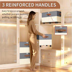 Foyego Shoe Organizer for Closet, with Wheels, Beige and Grey - Image 6
