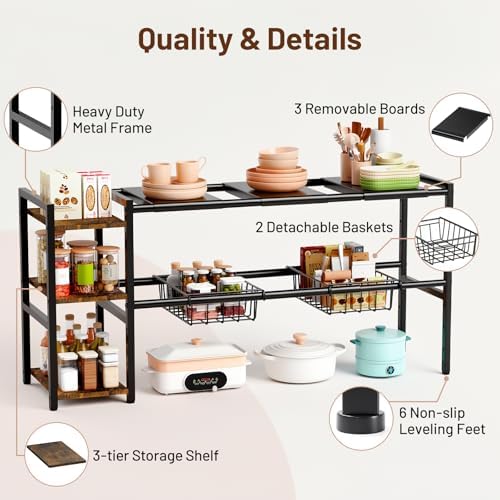 Housolution Expandable Under Sink Cabinet Organizer Rack and Storage Shelf - Image 5