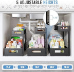 1 Pack 17IN Depth Under Sink Storage Organizer, Large 2-Tier Elegant Mesh Pull Out Shelf for Kitchen and Bathroom Cabinet Organization, L-Shaped and Adjustable Height Design-Black - Image 5