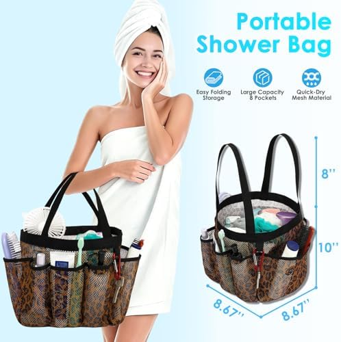 Fammart Mesh Shower Caddy Portable for College Dorm Room Essentials, 8-Pocket Large Shower Basket Tote Bag with 2 Handles for Toiletry, Bathroom, Beach, Camp, Gym - Image 2