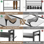 Shoe Rack for Entryway, 5 Tier Height-Adjustable Metal Black Shoe Rack - Image 6