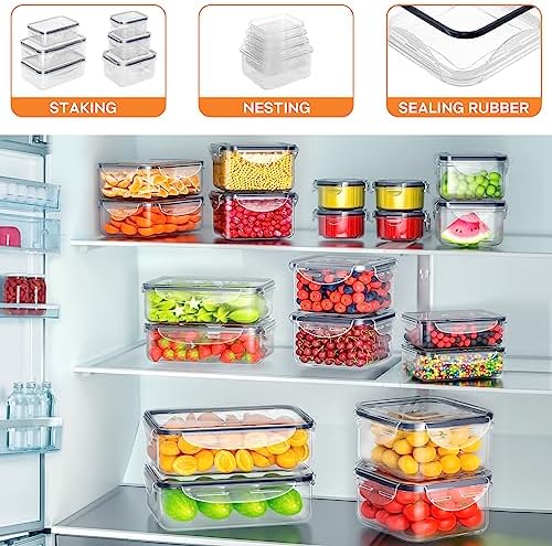 40 PCS Food Storage Containers with Lids Airtight (20 Containers & 20 Lids), Plastic Storage Meal Prep Container-Stackable 100% Leakproof & Microwave Organization and Storage Sets, Lunch Containers - Image 3