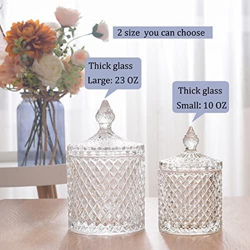2 Pack Qtip Holder Thick Glass Apothecary Jars with Lid for Bathroom Decor Storage Organizer for Cotton Swabs, Balls, Pads, Floss Picks, Candy, Jewelry, Clear - Image 4