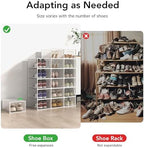 Foluck X-Large Shoe Storage Box, 15 Pack Clear Plastic Stackable Shoe Organizer for Closet, Interlocking Design Shoe Container Bins for Sneakers, Foldable Shoe Rack with Lids, White - Image 5