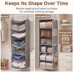 StorageWorks Hanging Closet Organizer, 6-Shelf with 2-in-1 Design, Ivory | Maximize Closet Space with Reinforced Shelves, Small Closet Storage Solution for Bedrooms, Dorms and RVs, Jumbo - Image 5