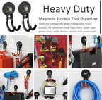 ULIBERMAGNET Garage Strong Magnetic Hooks, 2 Pack Black Heavy Duty Large J Hooks with Magnet, Anti-Slip Coating Magnet Hooks for Garden Tools, Ropes,Drill - Image 5